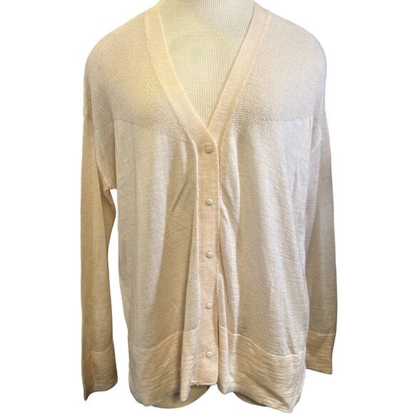 Charlise Wool Blend Lightweight Fine Knit Cardigan Sweater S Pale Peach Preppy - Picture 1 of 7